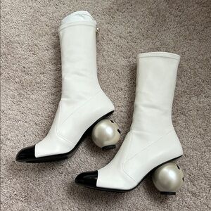 Chanel mid-calf boots. 38.5. (Fit 7-7.5)